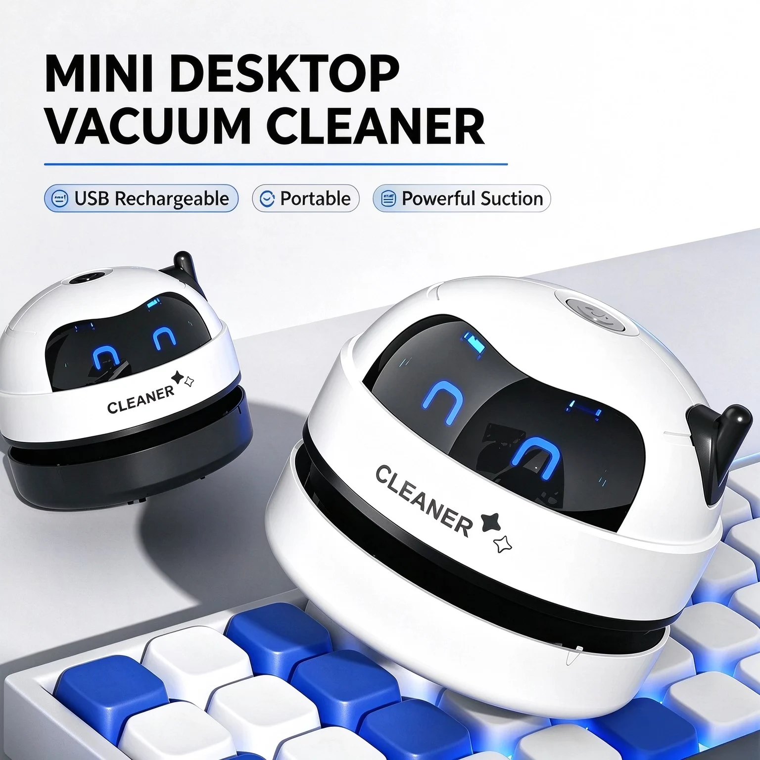 Mini Desktop Vacuum Cleaner For Eraser Dust - Портативный мини-настольный пылесос 360 ° Спиральный